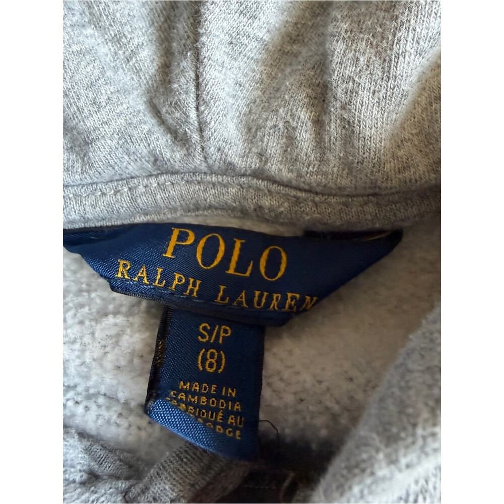 Ralph Lauren Fleece Hoodie Boys Size 8 Light Grey - Picture 3 of 8